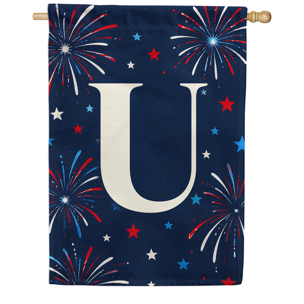America Forever Patriotic Fireworks Monogram House Flag