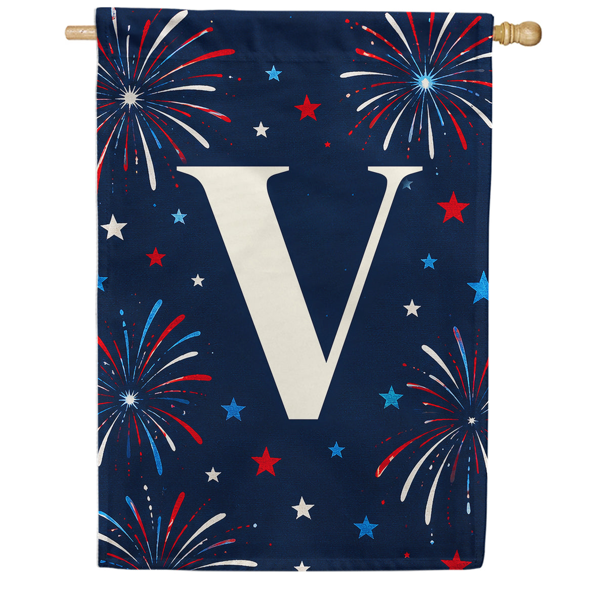 America Forever Patriotic Fireworks Monogram House Flag