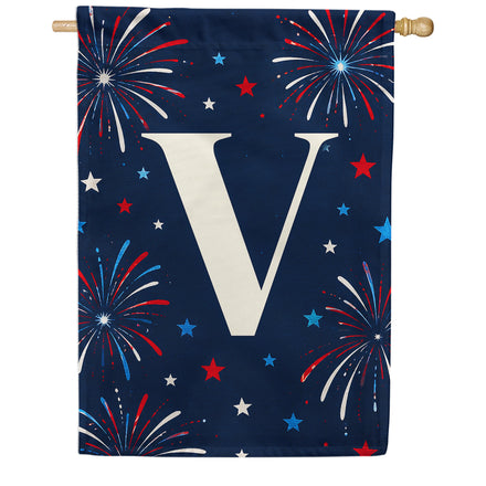 America Forever Patriotic Fireworks Monogram House Flag