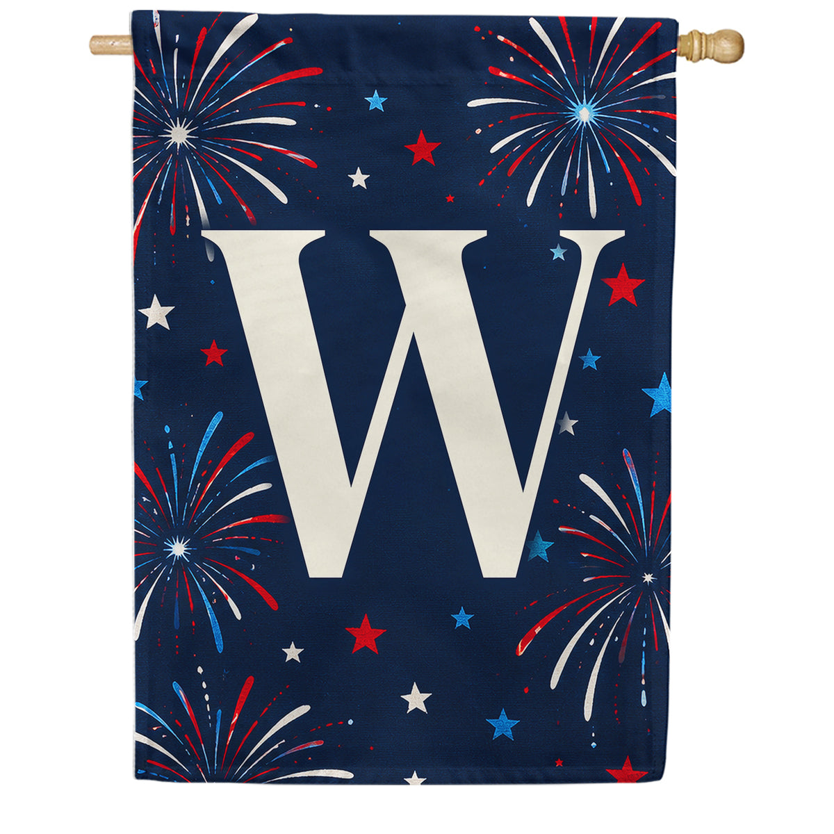 America Forever Patriotic Fireworks Monogram House Flag