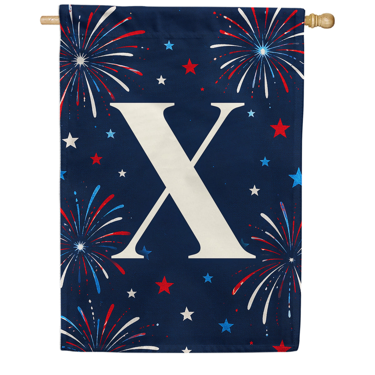 America Forever Patriotic Fireworks Monogram House Flag