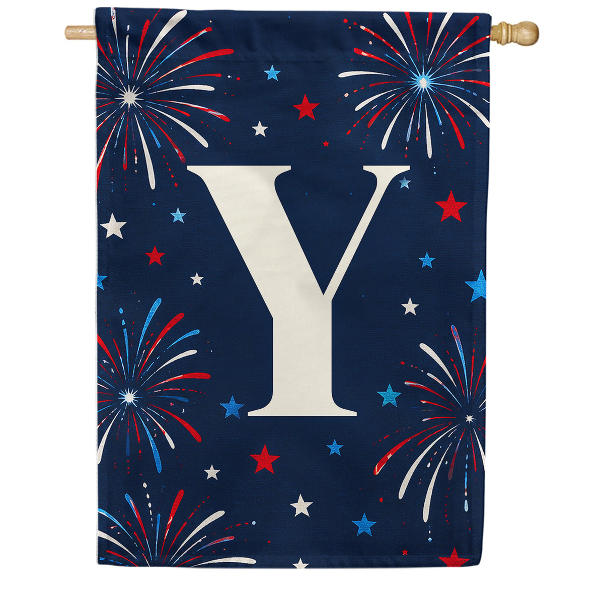 America Forever Patriotic Fireworks Monogram House Flag