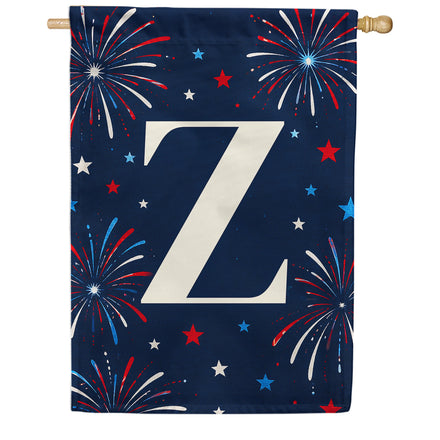 America Forever Patriotic Fireworks Monogram House Flag