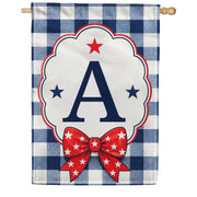 America Forever Patriotic Blue Gingham Monogram House Flag