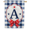 America Forever Patriotic Blue Gingham Monogram House Flag