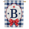 America Forever Patriotic Blue Gingham Monogram House Flag