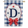 America Forever Patriotic Blue Gingham Monogram House Flag