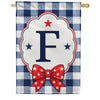 America Forever Patriotic Blue Gingham Monogram House Flag