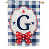 America Forever Patriotic Blue Gingham Monogram House Flag