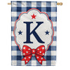 America Forever Patriotic Blue Gingham Monogram House Flag