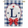 America Forever Patriotic Blue Gingham Monogram House Flag