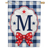 America Forever Patriotic Blue Gingham Monogram House Flag