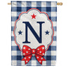 America Forever Patriotic Blue Gingham Monogram House Flag