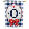 America Forever Patriotic Blue Gingham Monogram House Flag