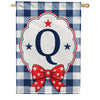 America Forever Patriotic Blue Gingham Monogram House Flag