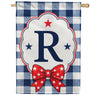 America Forever Patriotic Blue Gingham Monogram House Flag