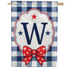 America Forever Patriotic Blue Gingham Monogram House Flag
