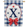 America Forever Patriotic Blue Gingham Monogram House Flag