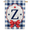 America Forever Patriotic Blue Gingham Monogram House Flag