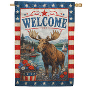 America Forever Patriotic Moose Welcome Lakeside Americana House Flag