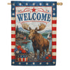 America Forever Patriotic Moose Welcome Lakeside Americana House Flag