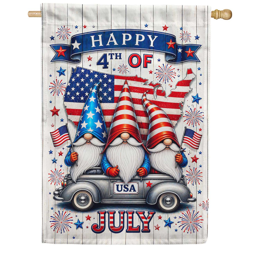 Happy 4th of July Gnomes House Flag
