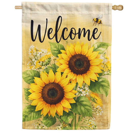 Welcome Sunflowers and Bee House Flag