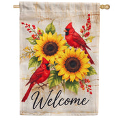 Welcome Cardinals and Sunflowers House Flag