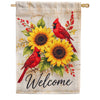Welcome Cardinals and Sunflowers House Flag