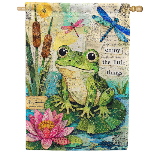 America Forever Frog on Lily Pad Enjoy Little Things House Flag