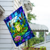 Stained Glass Frog on Lily Pad House Flag