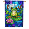 Stained Glass Frog on Lily Pad House Flag
