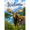 Welcome Moose Mountain Lake Wilderness Scene House Flag