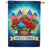 America Forever Patriotic Flower Basket Welcome House Flag