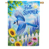 America Forever Hello Summer Blue Jay and Sunflowers House Flag