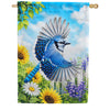 America Forever Blue Jay in Flight with Sunflowers House Flag