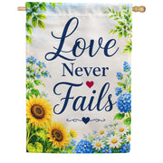 America Forever Love Never Fails Sunflower House Flag