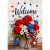 America Forever Patriotic Welcome Floral Bucket Red White Blue House Flag