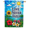 America Forever Love Never Fails Stained Glass Floral House Flag