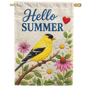 America Forever Hello Summer Yellow Goldfinch Floral House Flag