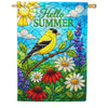 America Forever Hello Summer Goldfinch Stained Glass Floral House Flag