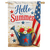 America Forever Hello Summer Patriotic Watering Can Floral House Flag
