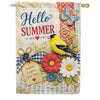 America Forever Hello Summer Goldfinch Floral Welcome House Flag