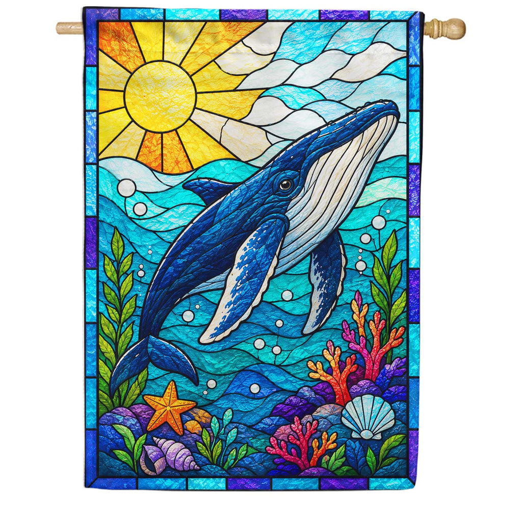 America Forever Stained Glass Humpback Whale House Flag