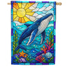 America Forever Stained Glass Humpback Whale House Flag