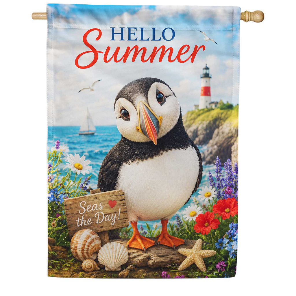 America Forever Hello Summer Puffin House Flag
