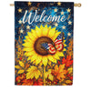 America Forever Welcome Patriotic Sunflower House Flag