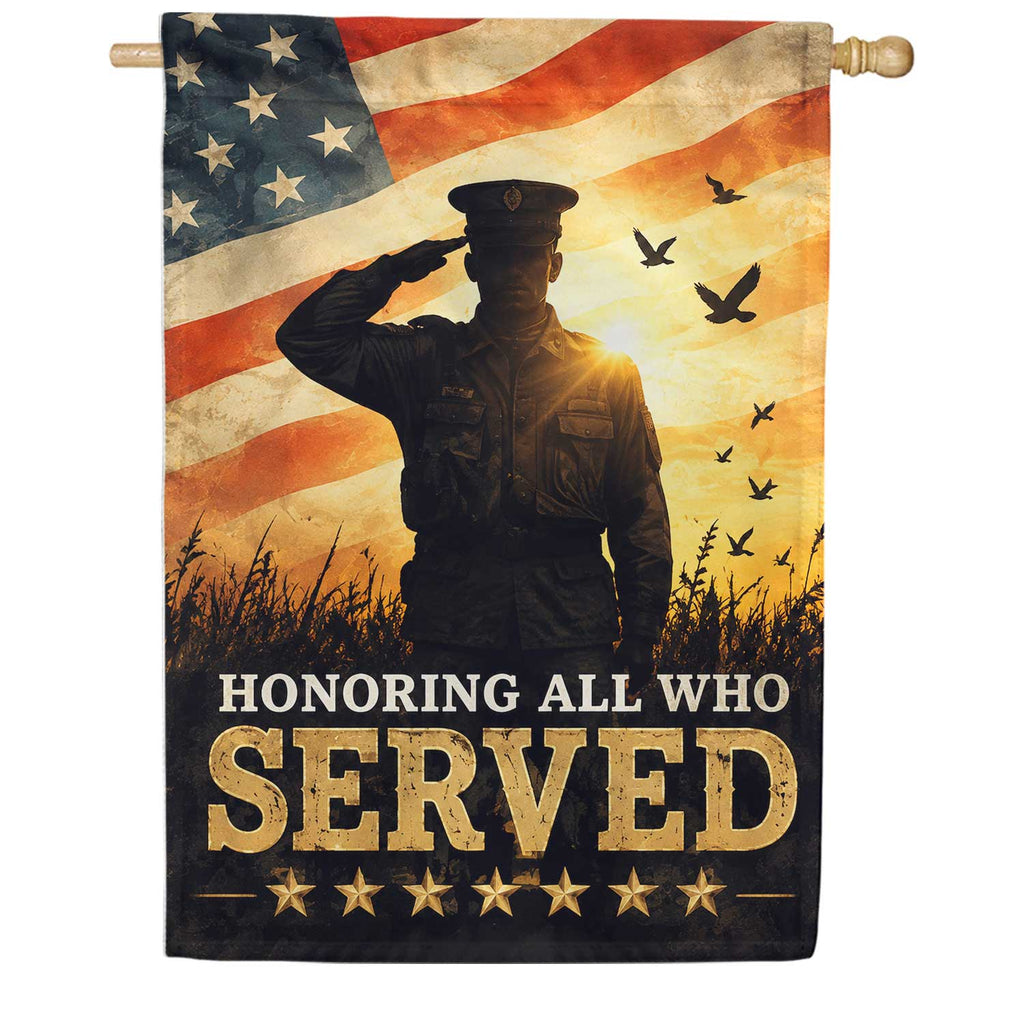 America Forever Honoring All Who Served Patriotic Military House Flag