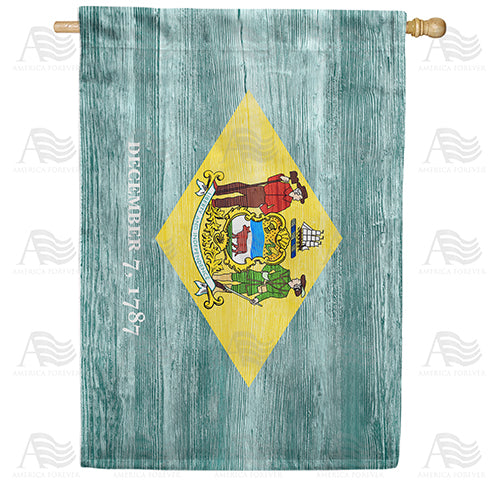 America Forever Delaware State Wood-Style House Flag