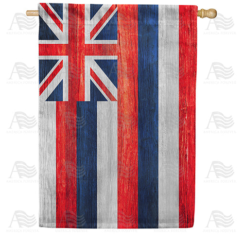 America Forever Hawaii State Wood-Style House Flag